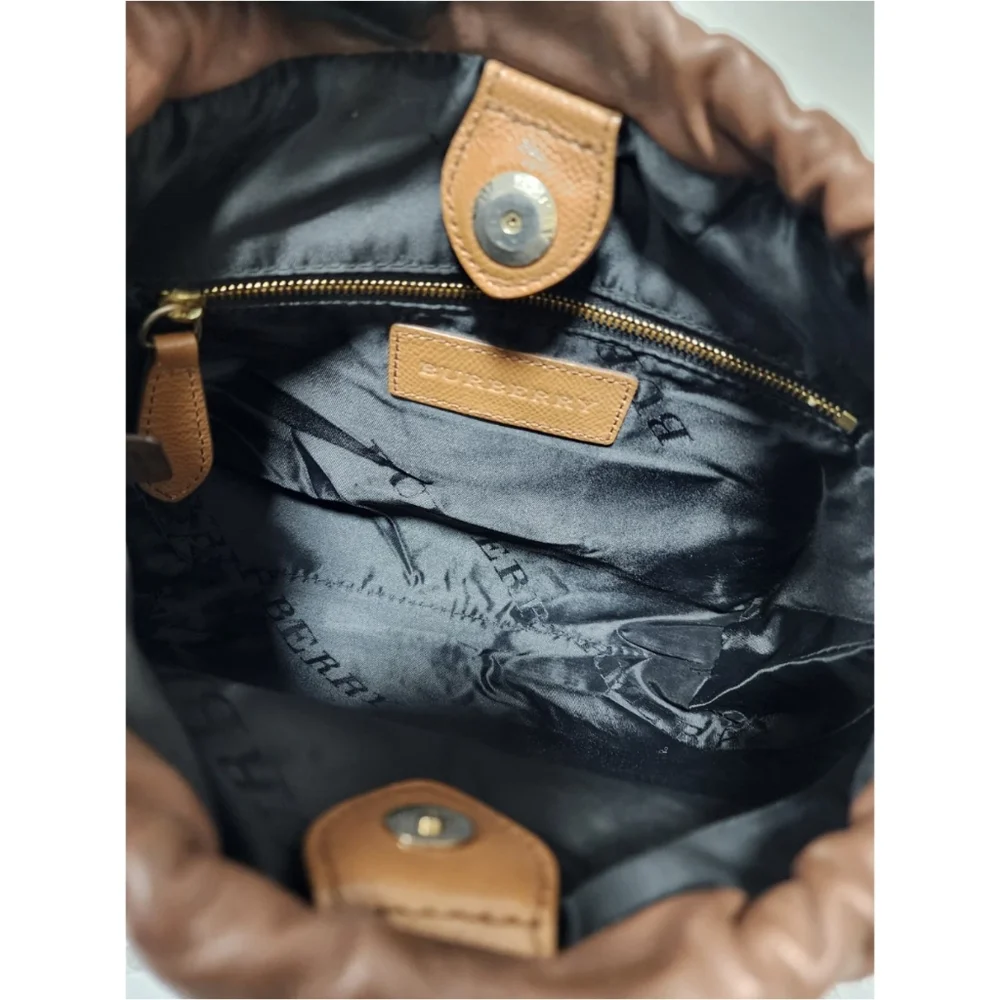 Burberry Leather Drawstring Crossbody Bag Brown